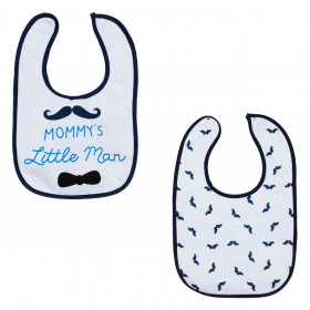 Σαλιάρες Βαμβακερές Λευκές Μπλε Mommy's Little Man - 2 τμχ.