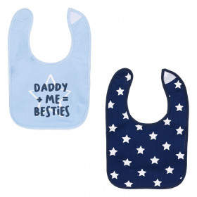 Σαλιάρες Βαμβακερές Μπλε Τύπωμα Αστέρια - 2 τμχ.