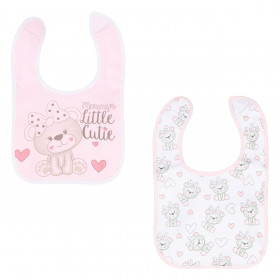 Σαλιάρες Βαμβακερές Ροζ Τύπωμα Αρκουδάκι - 2 τμχ.