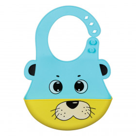 Σαλιάρα με Συλλέκτη Φαγητού Σιλικόνη Γαλάζιο Κίτρινο Σκυλάκι 19.5x15cm