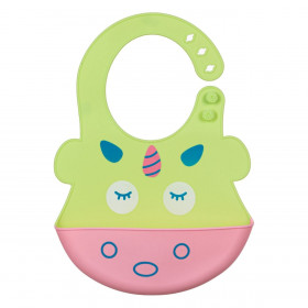 Σαλιάρα με Συλλέκτη Φαγητού Σιλικόνη Λαχανί Ροζ Μονόκερος 19.5x15cm