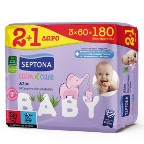 Μωρομάντηλα Calm &amp Care με Aloe Vera Septona 60 τμχ. - 3 τμχ.