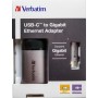 Verbatim Usb-C Gigabit Adapter USB-C Αντάπτορας Δικτύου για Ενσύρματη σύνδεση Ethernet