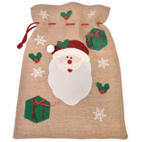 Χριστουγεννιάτικο Πουγκί Λινάτσα Άγιος Βασίλης 35x50 cm