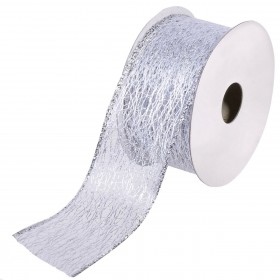 Xριστουγεννιάτικη Διακοσμητική Κορδέλα Δέντρου Ασημί Δίχτυ - 5 m x 38 mm