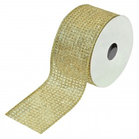 Xριστουγεννιάτικη Διακοσμητική Κορδέλα Δέντρου Σαμπανί Tετράγωνα - 5 m x 38 mm