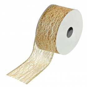 Xριστουγεννιάτικη Διακοσμητική Κορδέλα Δέντρου Σαμπανί Δίχτυ - 5 m x 38 mm