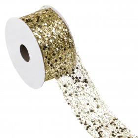 Χριστουγεννιάτικη Διακοσμητική Κορδέλα Δέντρου Σαμπανί Glitter 5 m x 38 mm