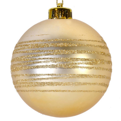 Σετ Χριστουγεννιάτικες Μπάλες Χρυσές Ματ Glitter 6 cm - 6 τμχ.