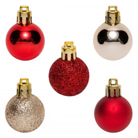 Σετ Χριστουγεννιάτικες Μπάλες Κόκκινες Σαμπανί Glitter 3 cm - 20 τμχ.