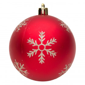  Σετ Χριστουγεννιάτικες Μπάλες Κόκκινες Χρυσή Νιφάδα 8 cm - 4 τμχ.