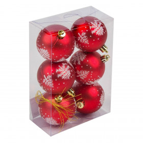 Σετ Χριστουγεννιάτικες Μπάλες Κόκκινες Έλατο 6 cm - 6 τμχ.