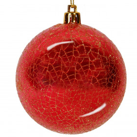 Σετ Χριστουγεννιάτικες Μπάλες Κόκκινες Κρακελέ 8 cm - 6 τμχ.