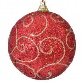Σετ Χριστουγεννιάτικες Μπάλες Κόκκινες Χρυσά Glitter Σχέδια 6 cm - 6 τμχ.