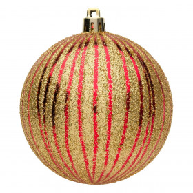 Σετ Χριστουγεννιάτικες Μπάλες Χρυσό Κόκκινο Glitter 8 cm - 4 τμχ.
