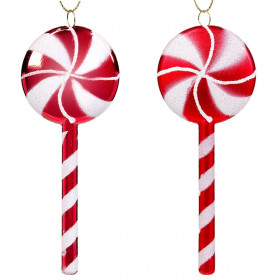 Σετ Χριστουγεννιάτικα Στολίδια Γλειφιτζούρια Κόκκινο Λευκό 12 cm - 4 τμχ.