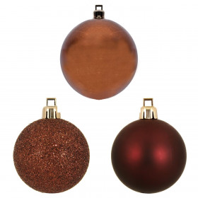 Σετ Χριστουγεννιάτικες Μπάλες Καφέ Ματ Glitter 5 cm - 12 τμχ.