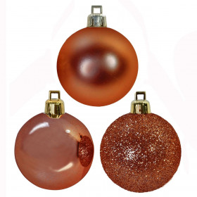 Σετ Χριστουγεννιάτικες Μπάλες Καφέ Ματ Γυαλιστερές Glitter 3 cm - 20 τμχ.