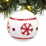 Σετ Χριστουγεννιάτικες Μπάλες Λευκές Χνούδι Νιφάδα Κόκκινη 6 cm - 6 τμχ.