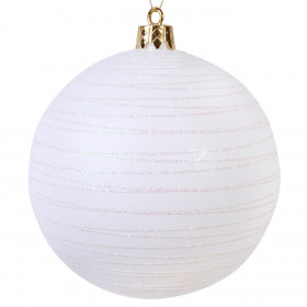 Xριστουγεννιάτικο Στολίδι Δέντρου Μπάλα Λευκή Ρίγα Glitter 15 cm