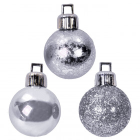 Σετ Χριστουγεννιάτικες Μπάλες Ασημί Ματ Γυαλιστερές Glitter 3 cm - 20 τμχ.