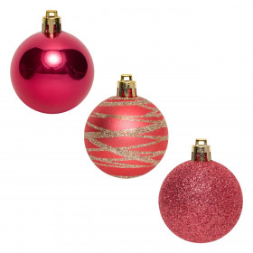 Σετ Χριστουγεννιάτικες Μπάλες Ροζ Ροδί Σαμπανί Glitter Ρίγα 5 cm - 12 τμχ.