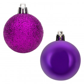 Σετ Χριστουγεννιάτικες Μπάλες Mωβ Γυαλιστερές Glitter 5 cm - 12 τμχ.