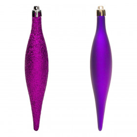 Σετ Χριστουγεννιάτικα Στολίδια Σταλακτίτες Μωβ Ματ Glitter 16 cm - 6 τμχ.