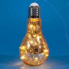 Χριστουγεννιάτικη Διακοσμητική Λάμπα Διάφανη Φωτιζόμενη 10 LED Gold Στίγματα 9x18.5 cm - Θερμό Λευκό Χριστουγεννιάτικη Διακοσμητική Λάμπα Διάφανη Φωτιζόμενη 10 LED Gold Στίγματα 9x18.5 cm - Θερμό Λευκό