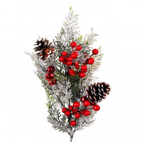 Χριστουγεννιάτικο Διακοσμητικό Κλαδί Έλατο με Κουκουνάρια &amp Καμπανάκια 55 cm