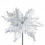 Χριστουγεννιάτικο Διακοσμητικό Αλεξανδρινό Ασημί Λευκή Δαντέλα Ασημί Glitter 30 cm