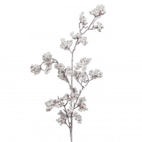 Χριστουγεννιάτικο Κλαδί Μικρές Μπάλλες Λευκό Glitter 76 εκ.