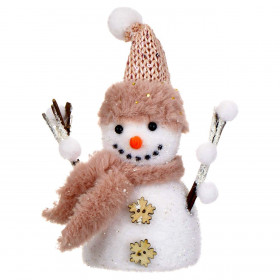 Χριστουγεννιάτικο Στολίδι Δέντρου Αφρώδης Χιονάνθρωπος Λευκός Σκουφί Ροζ Γούνα 14 cm Χριστουγεννιάτικο Στολίδι Δέντρου Αφρώδης Χιονάνθρωπος Λευκός Σκουφί Ροζ Γούνα 14 cm