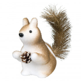 Χριστουγεννιάτικη Διακοσμητική Φιγούρα Αφρώδης Σκίουρος Καφέ με Κουκουνάρι 16 cm