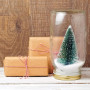 Χριστουγεννιάτικα Διακοσμητικά Δεντράκια Χιονισμένα Λευκό Κόκκινο Ασημί Glitter 7cm - 6 τμχ.