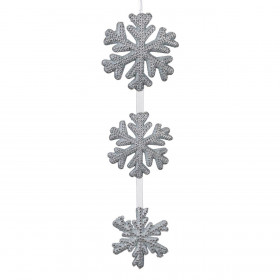 Χριστουγεννιάτικο Διακοσμητικό 3 Νιφάδες Foam Λευκό Ασημί Glitter 63 εκ.