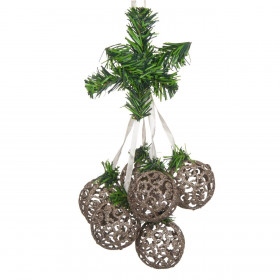 Χριστουγεννιάτικη Αρμάθα Μπάλες Σαμπανί Glitter 30 εκ.- 6 τμχ.