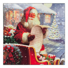 Χριστουγεννιάτικη Διακοσμητική Πιατέλα Τετράγωνη Πλαστική Άγιος Βασίλης σε Έλκηθρο 30x30x2.5cm