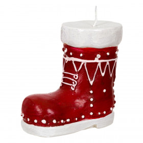 Κερί Χριστουγεννιάτικο Κόκκινη Μπότα Ανάγλυφα Σχέδια 10x5x12cm