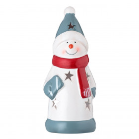 Χριστουγεννιάτικο Κεραμικό Χιονάνθρωπος Κόκκινο Κασκόλ Δώρο για Ρεσώ 7x7x18cm