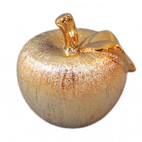 Γούρι Διακοσμητικό Κεραμικό Μήλο Χρυσό Ξυστό 10x11cm