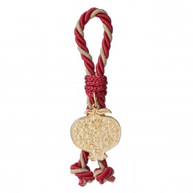 Γούρι Διακοσμητικό Ρόδι Χρυσό Δίχρωμο Στριφτό Κορδόνι 13cm