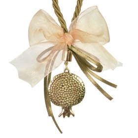 Γούρι Διακοσμητικό Ρόδι Χρυσό με Κορδόνι 12cm