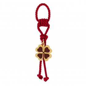 Γούρι Διακοσμητικό Τετράφυλλο Τριφύλλι Χρυσό Μπορντό Σμάλτο Κορδόνι 15cm