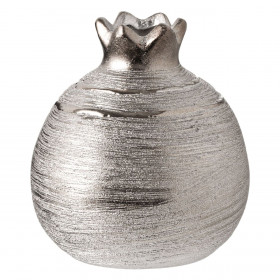 Χριστουγεννιάτικο Γούρι Ρόδι Κεραμικό Ασημί Γραμμές 11cm