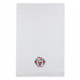 Χριστουγεννιάτικη Πετσέτα Χεριών Βαμβακερή Λευκή Κέντημα Άγιος Βασίλης &quotMerry Christmas&quot 60x40cm