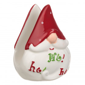 Χριστουγεννιάτικη Θήκη για Χαρτοπετσέτες Κεραμική Άγιος Βασίλης Gnome Ho Ho Ho 8x7x11cm