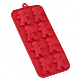 Χριστουγεννιάτικη Φόρμα Σιλικόνης Κόκκινη 8 Θέσεων Gingerbread-man 21x10.5cm
