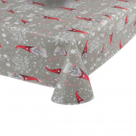 Χριστουγεννιάτικο Διακοσμητικό Τραπεζομάντηλο Γκρι Άγιος Βασίλης Gnome 170x130cm