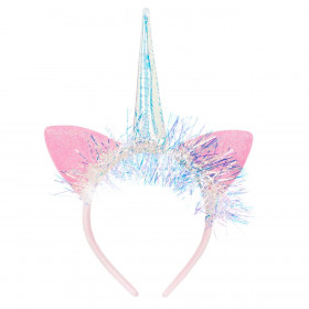 Στέκα Μαλλιών Μονόκερος Ροζ Αυτιά Κορδέλα Tinsel